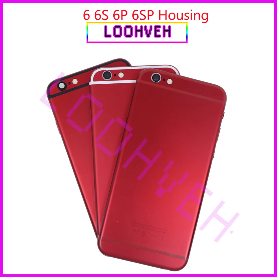 Красный черный корпус для iPhone 6 6S металлическая задняя крышка чехол батареи plus Plus
