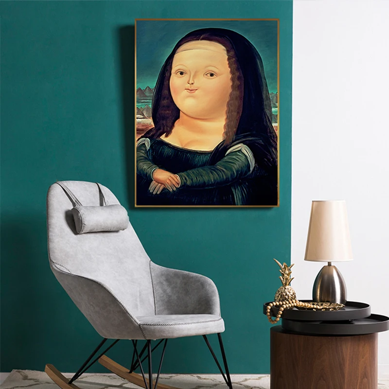 Nordic футболка с забавным мультипликационным принтом жира Мона Лиза холст картины