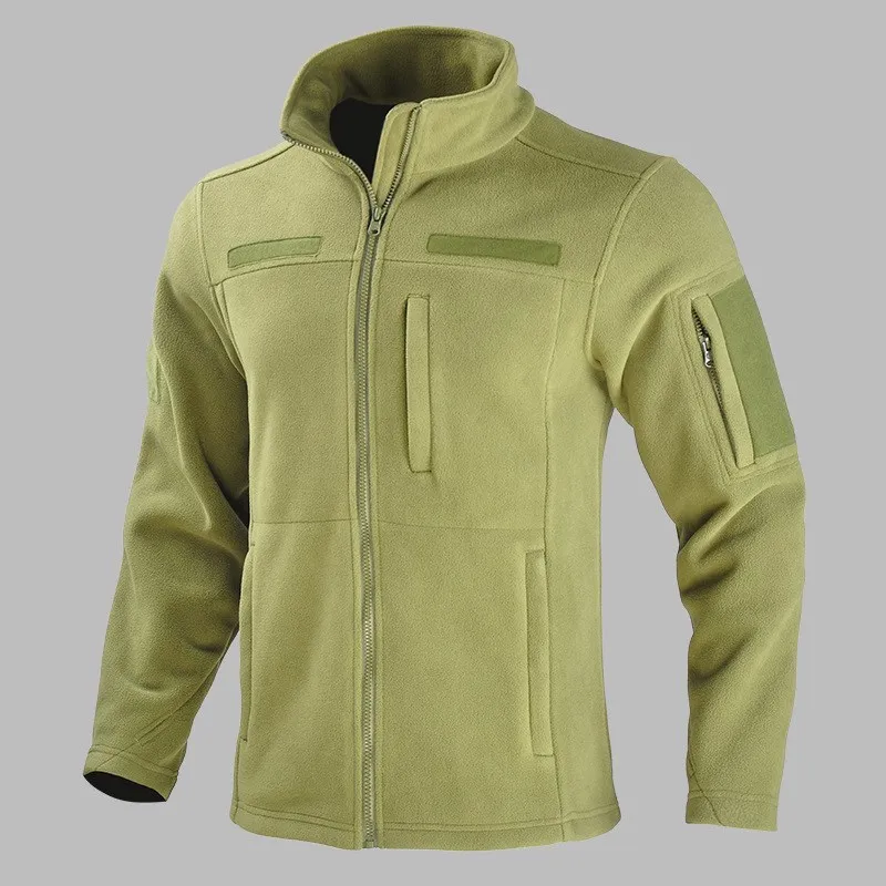 

Tactical Stand Collar Fleece Jacket Men Autumn Winter Outdoor Thicken Warm Fleece Coat Multi-pocket Military Jacket Fleece Liner