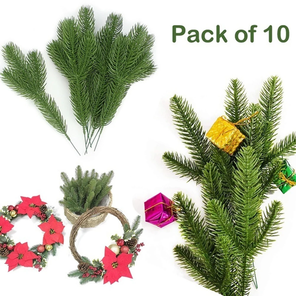 

10Pcs Christmas Artificial Plants Flower Fake Pine Branches Xmas Tree Home Decor 2021 NEW