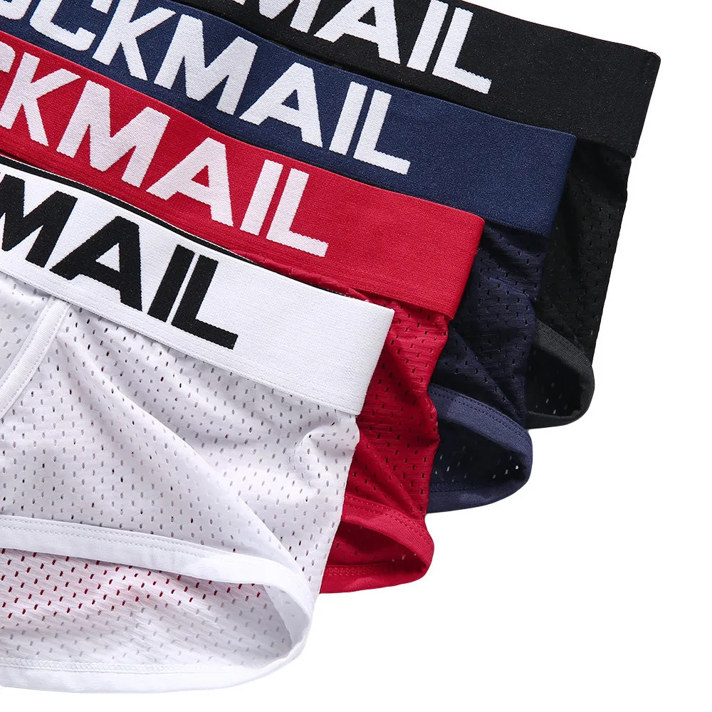 Бренд JOCKMAIL, мужские боксеры, хлопковое сексуальное мужское нижнее белье, боксеры с u-образной выпуклой сумкой, трусы с принтом листьев, Сетчатое дышащее нижнее белье для геев