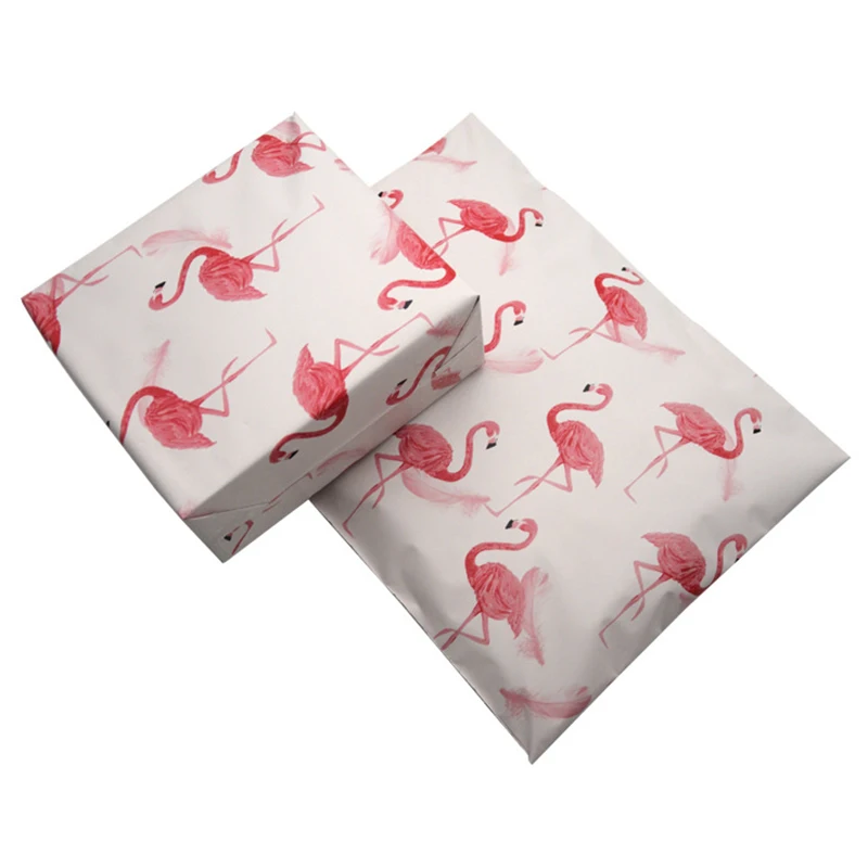 100 шт. 37*25 5 см упаковывая мешок Фламинго цветочных листьев Курьерская сумка Поли