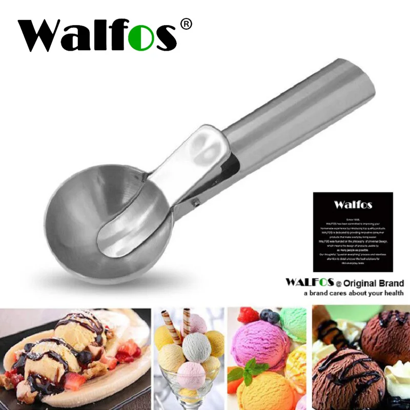 

WALFOS Cookie Scoop - Stainless Steel Ice Cream Scoop With Easy Trigger Dipper For Fruits Cookie Dough And Water Melon Spoon