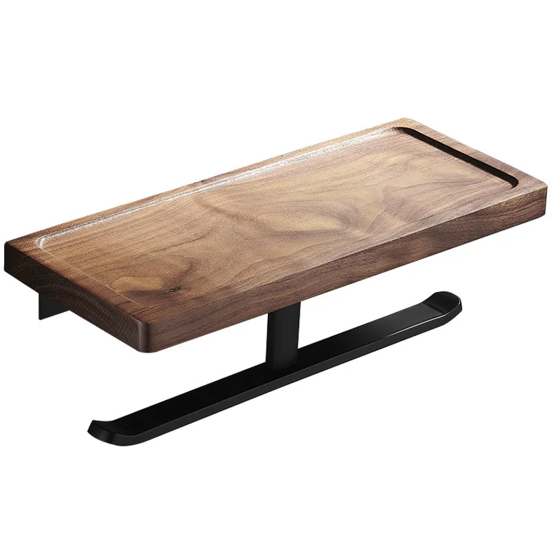 walnut wood black bathroom hardware set towel rack toilet paper holder towel bar robe hook bathroom accessories free global shipping