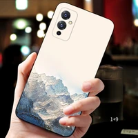 embossed vintage east asian chinese japanese style case for oneplus 9 for oneplus 9 pro snow mountain crane cover