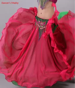 Женщины Шифон Макси Юбка 2 Слоя Двухцветный Для Танца Племенной АТС Танец Живота Длинные Юбки Бесплатная Доставка