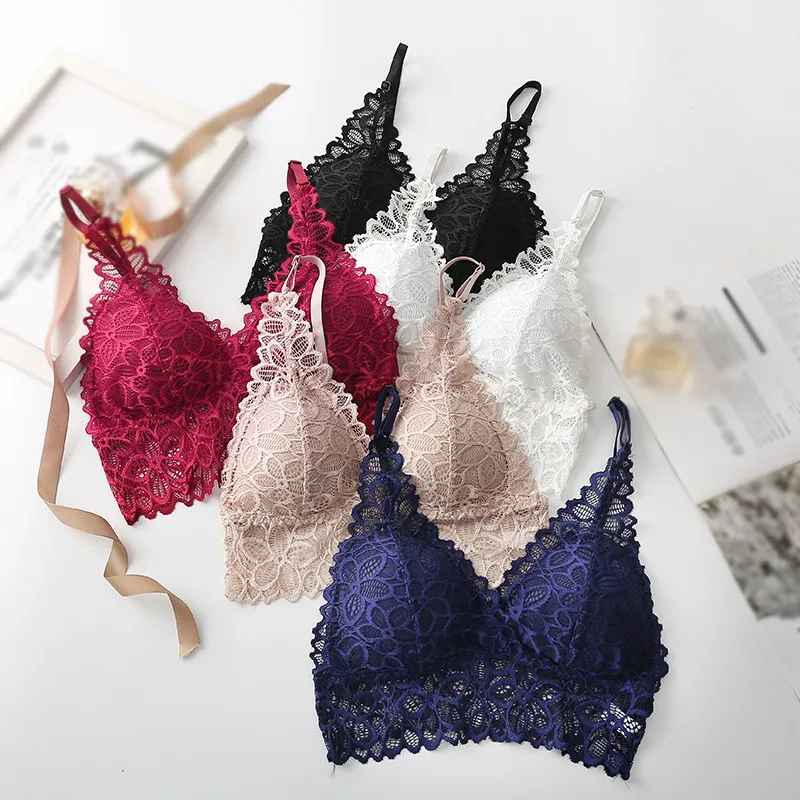 

Sexy Lace French Bras Beautiful Back Underwear Bras Women Padded Tube Top Underwear