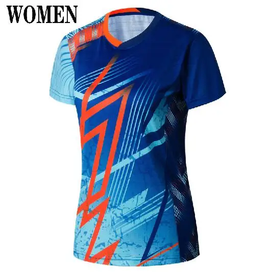 women blue 1 shirt Новые теннисные футболки, мужские футболки для настольного тенниса, футболки с коротким рукавом для тренировок и тренировок, футболки для бадминтона 1820 - Цвет: women blue 1 shirt