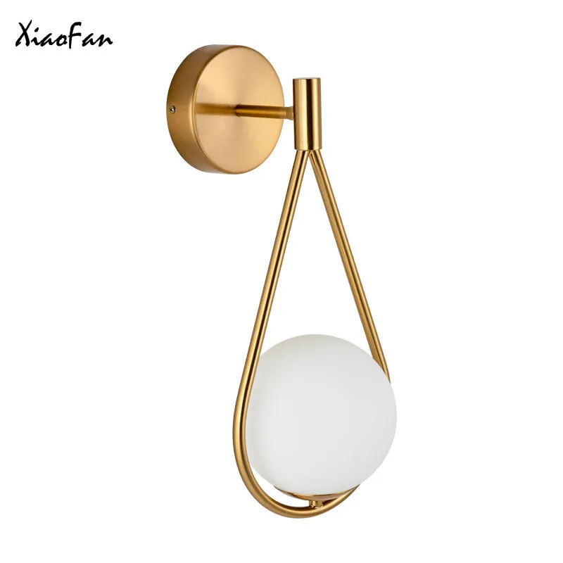 

Simple Glass Wall Lamps LED Lights Bedroom Decoration Wall Lamp Nordic Indoor Wall Light Dressing Table Wall Lights Xiaofan