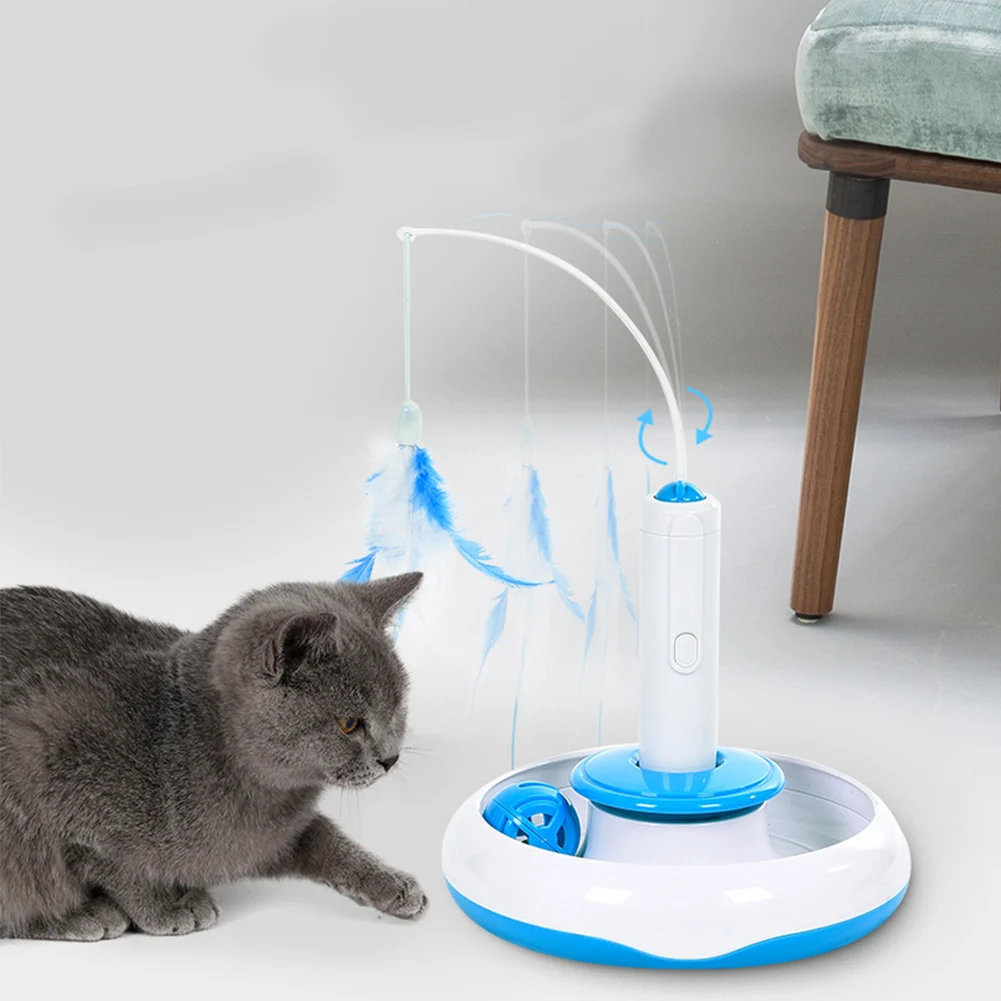 

Interactive Cat Toys Cat Automatic Toy Feather Toys with 360 Self Electric Rotating Multifuncition Funny Feather Cat Toys
