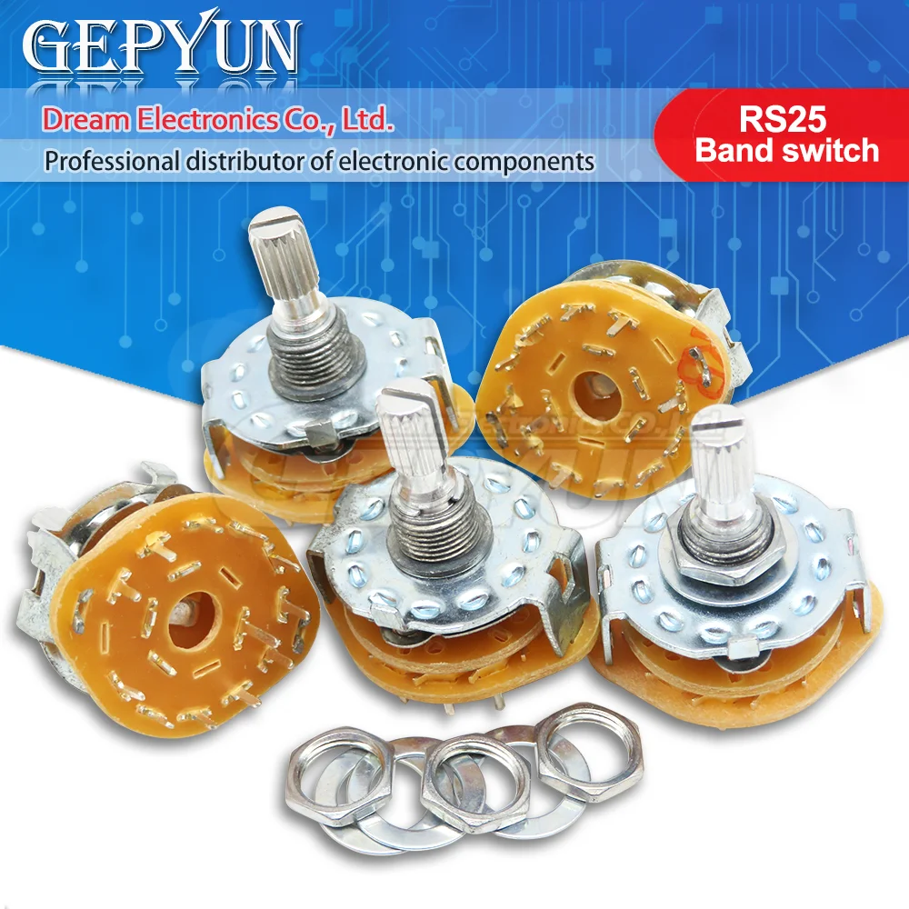 Ленточный переключатель RS25 2 шт. 6 мм 1P11T 2P4T 2P5T 2P6T 3P3T 3P4T 4P3T рифленый вал крепление на