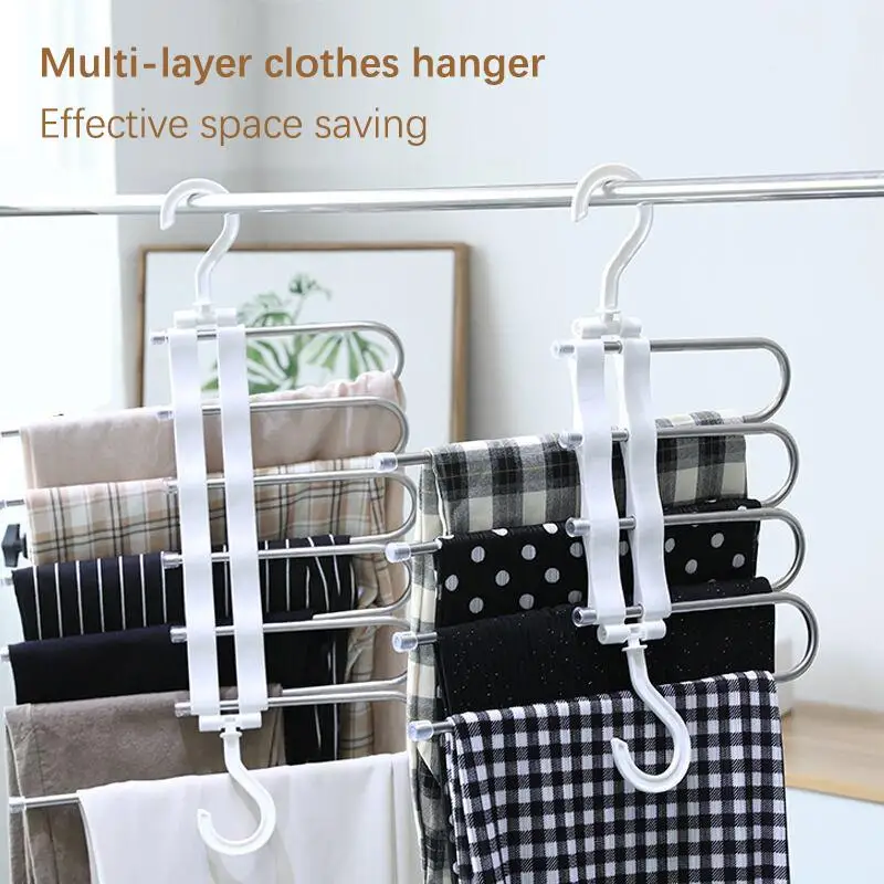 

Multi-functional Pants Rack Storage Rack Adjustable Pants Tie Storage Shelf Closet Organizer Stainless Steel Clothes Hanger