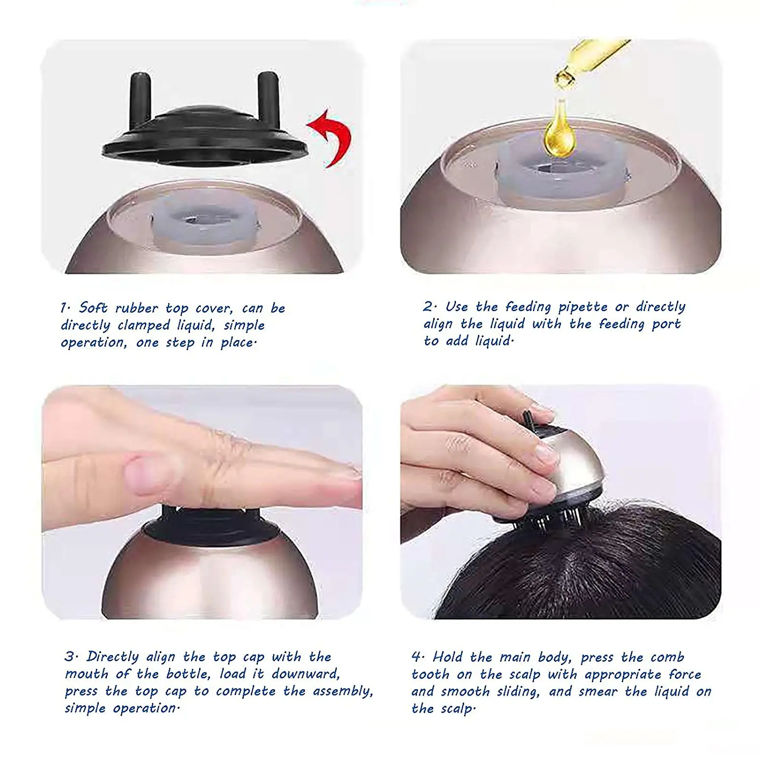 Расческа-аппликатор для лечения кожи головы массажер уход за волосами жидкая