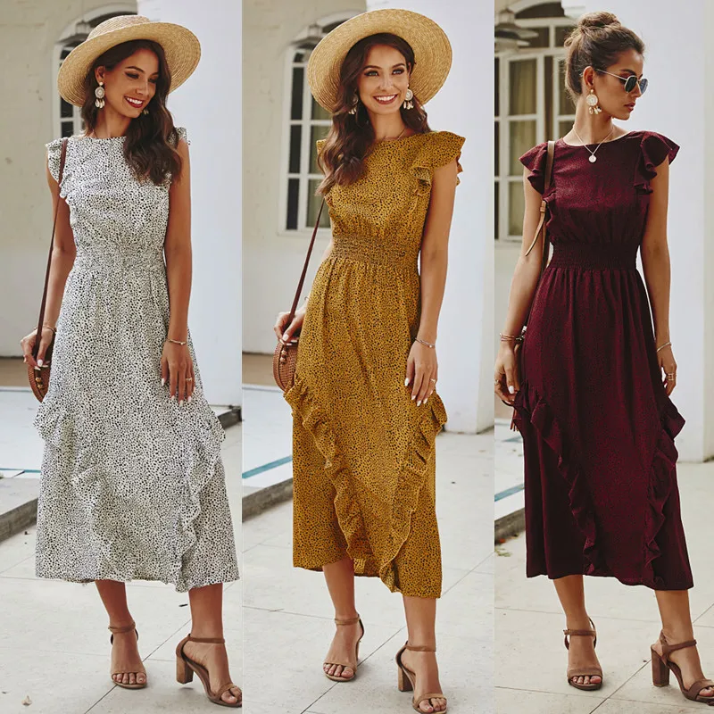 

Летнее Модное шифоновое однотонное пикантное Платье-туника в стиле ампир без рукавов женское платье Новинка 2021 повседневное женское плать...