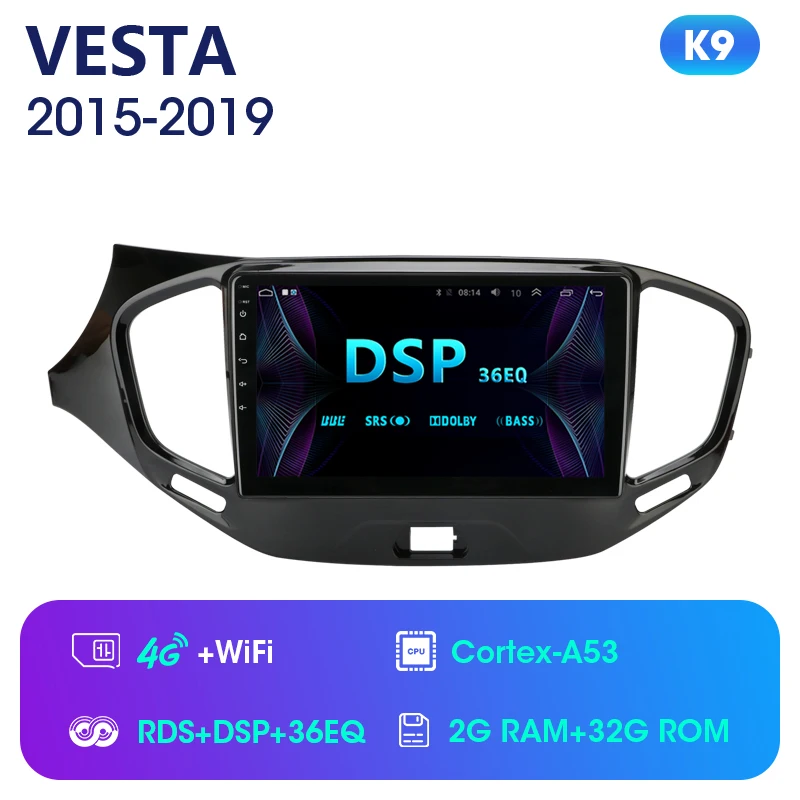 2Din 4G 2 ГБ+ 32 ГБ Android 8,1 Автомобильный мультимедийный видео плеер для Lada VESTA- аудиосистема навигация gps 2.5D+ ips 2 Din - Цвет: K9