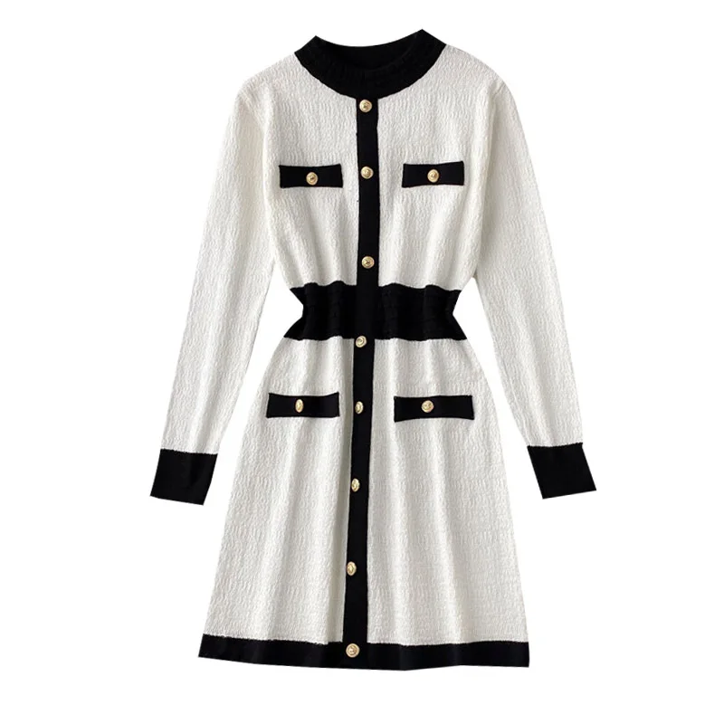 

2020 Autumn Women's New Style Women's Waist Hugging Slim Temperament Sweater Graceful Inner Base Jersey Dress Women