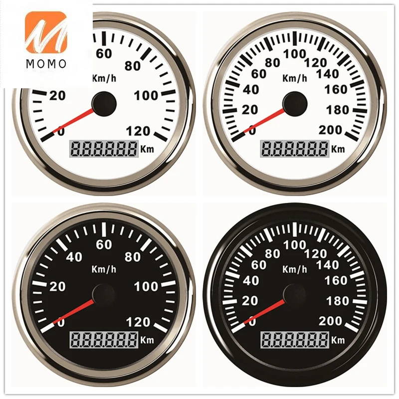 

Universal 85mm GPS Speedometer Gauge 120km/h 200km/h For Car Truck Boat Motor Auto With Red Backlight 12V 24V With GPS Antenna