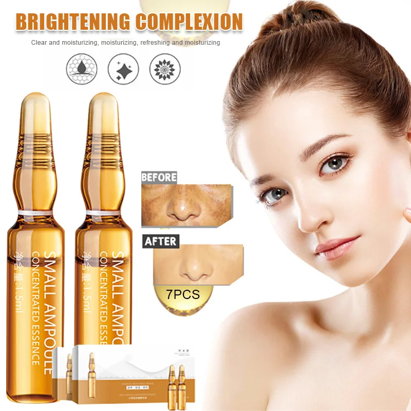 

1.5ml*7pcs Hyaluronic Brightening Skin Face Serum Ampoule Moisturizing Nourishing Lighten Melanin Whitening Essence HJL2019