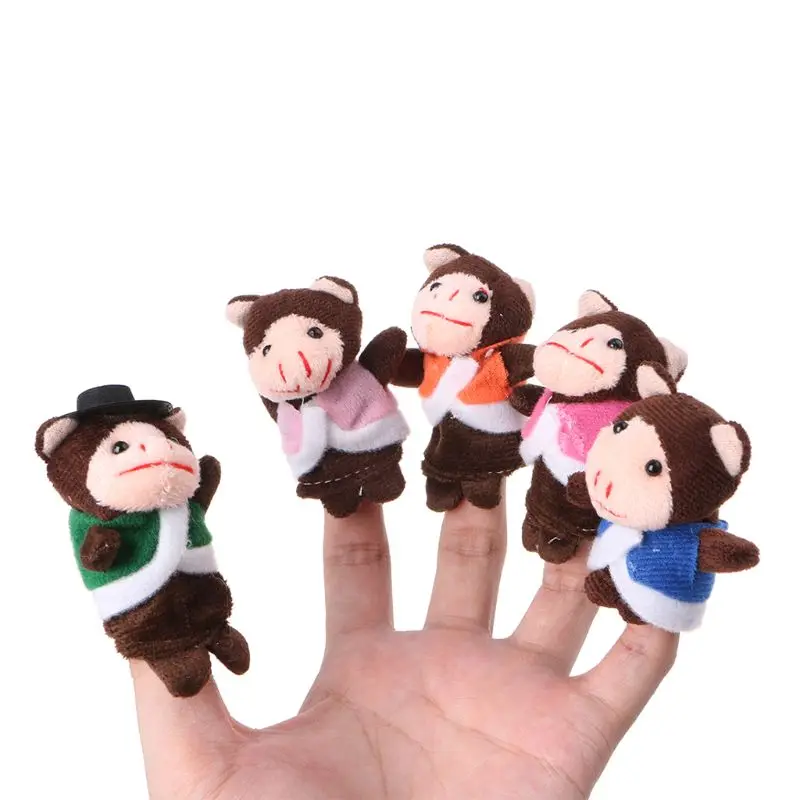 7Pcs Cartoon Animal Monkey Dolls Finger Puppets Set Mini Plush Baby Boys Girls Story Telling Hand Cloth Doll Educational Toys | Игрушки и