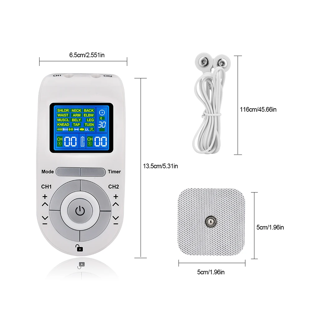 

12/15 Modes Tens Unit EMS Muscle Stimulation Massage Low Frequency Pulse Machine with 4 Electrode Pads for Pain Relief Massagem