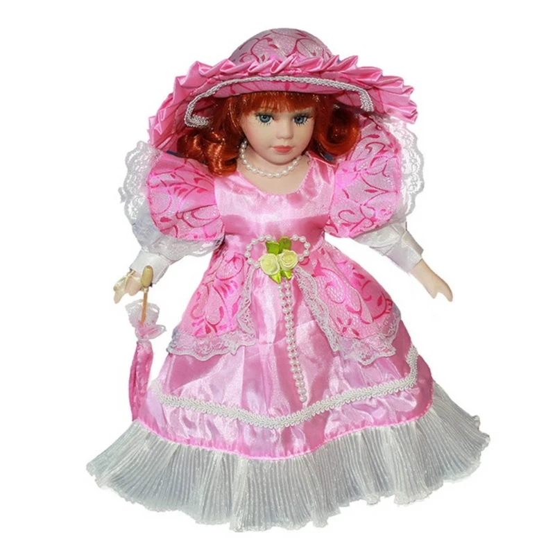 

Кукольный домик, миниатюрные фарфоровые куклы, Классическая викторианская леди с шляпой и выставочной подставкой для украшения дома и сада