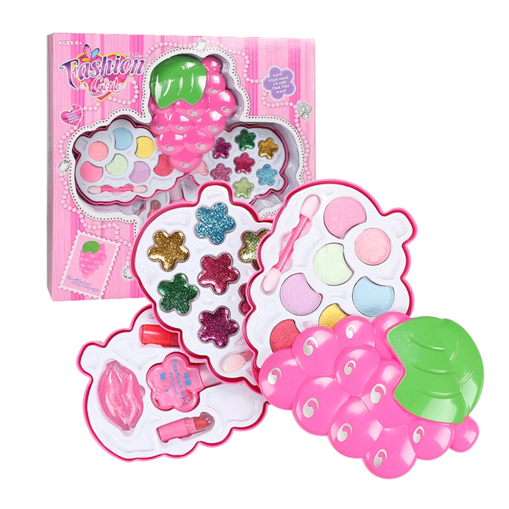 

Safe Non-Toxic Children's Cosmetics Sets Toys Princess Bag Eyeshadow Palette Lipstick Blush Makeup Brushes Box Girl Gift Kit