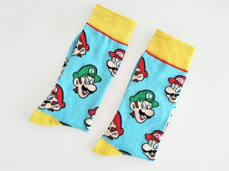 Носки с принтом игры Super Mario Bros мужские хлопковые носки Luigi спортивные повседневные милые забавные дышащие впитывающие пот мягкие удобные носки с героями мультфильмов