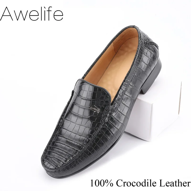 

Crocodile Shoes Men Casual 100% Genuine Leather Original Design Party Wedding Luxury Men's Dress Leisure Alligator Shoes
