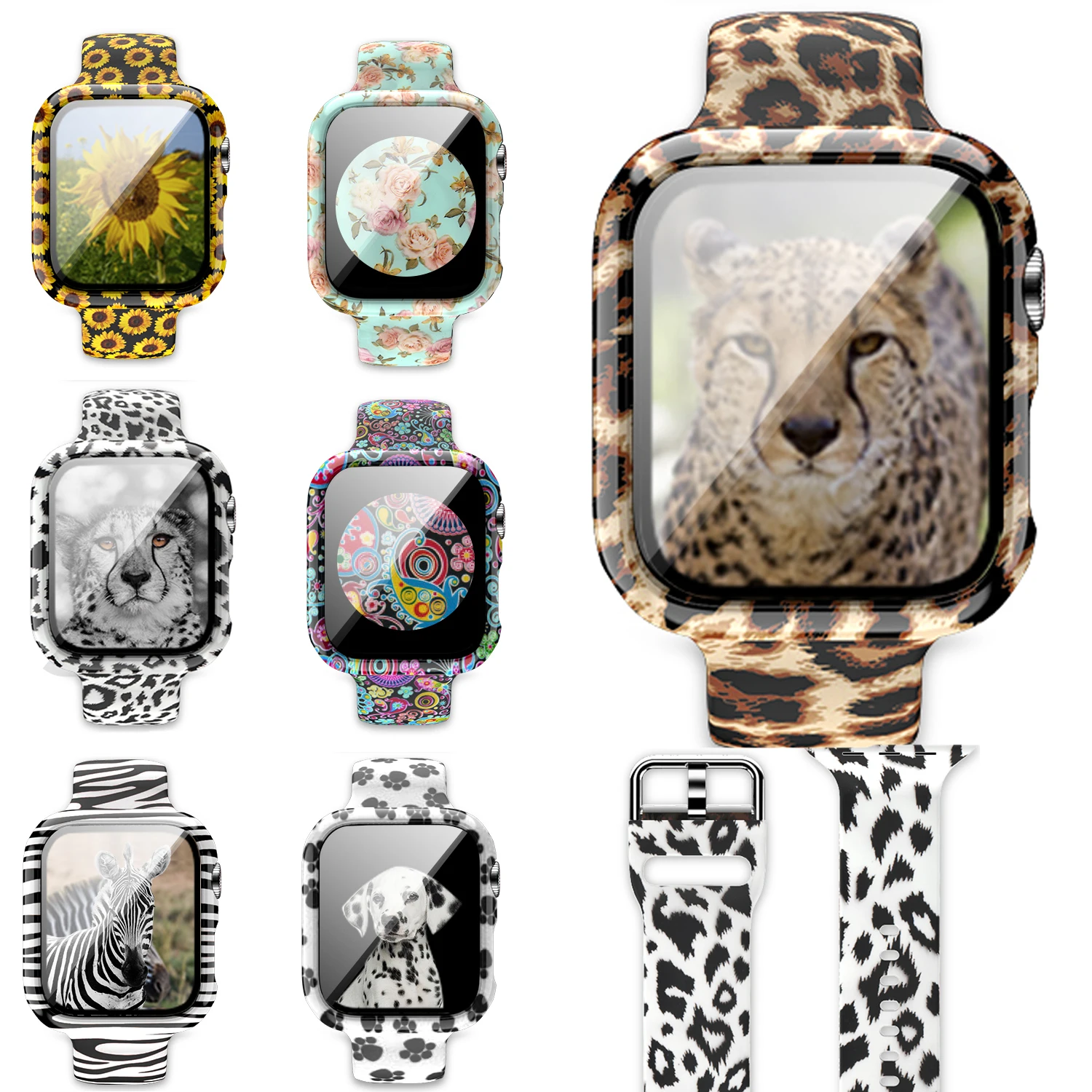 

For Apple Watch Band 44mm 40mm 38mm 42mm With Ultra-Thin Glass Screen Protector Case ,for iWatch Series 6 5 4 3 2 Se Accessories