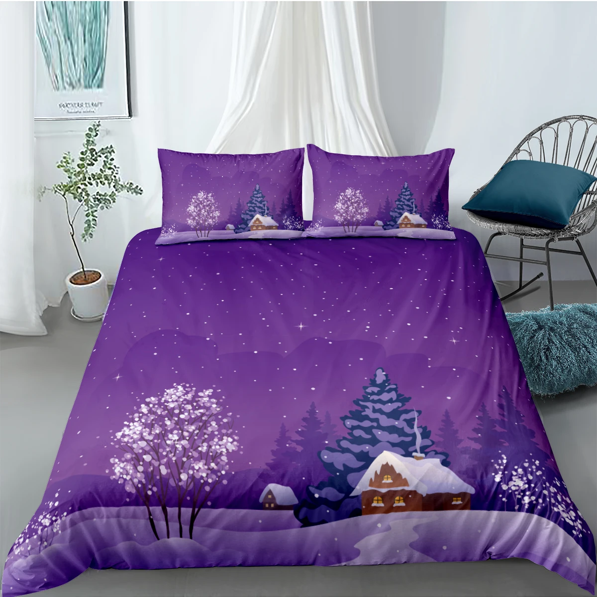 

3D Duvet Cover Sets Bedding Set Comforter Covers Bed linens 173*230 230*230 265*230 180*210 Snowscape Custom Design Home Texitle