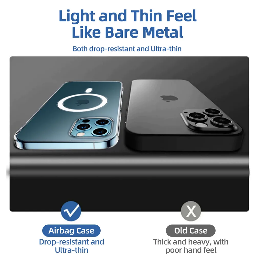 Магнитный Прозрачный чехол для iPhone 12 Pro Max mini PC + TPU Беспроводная зарядка
