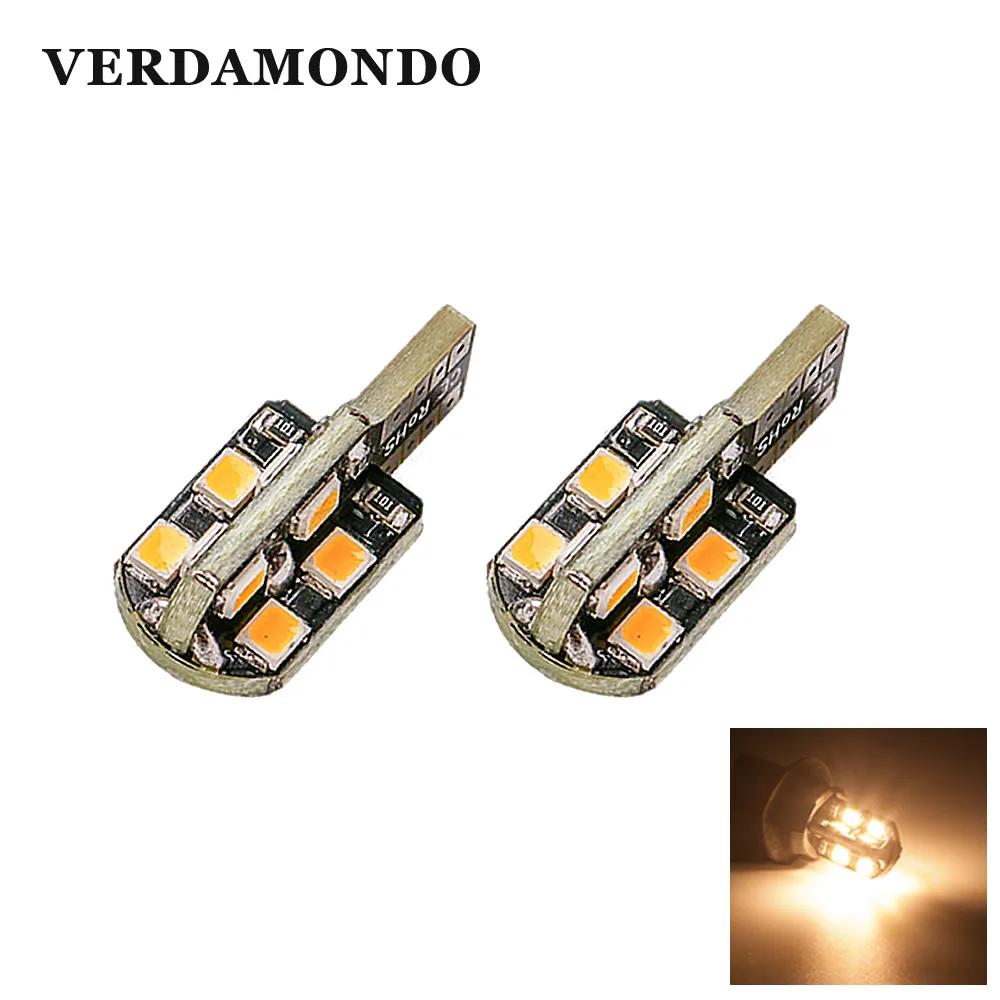 

2 Pcs W5W T10 194 168 Car LED Bulbs 16 2835 SMD Dome License Plate Lights Door Side Marker Clearance Lamp 12V DC Warm White