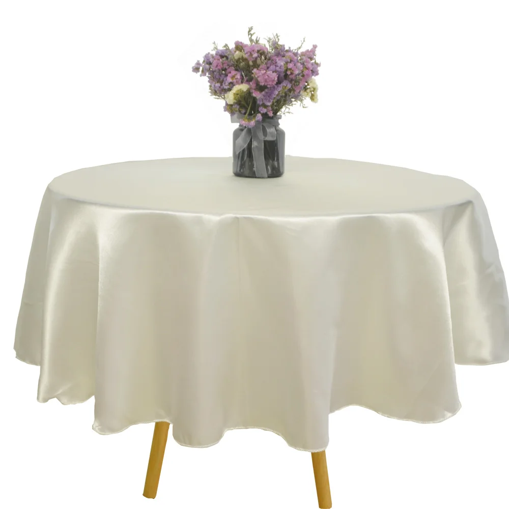 Round Tablecloth Satin Table Cloth Cover For Christmas Wedding Birthday Baby Shower Party Decor Home Tablecloths Supplies | Дом и сад
