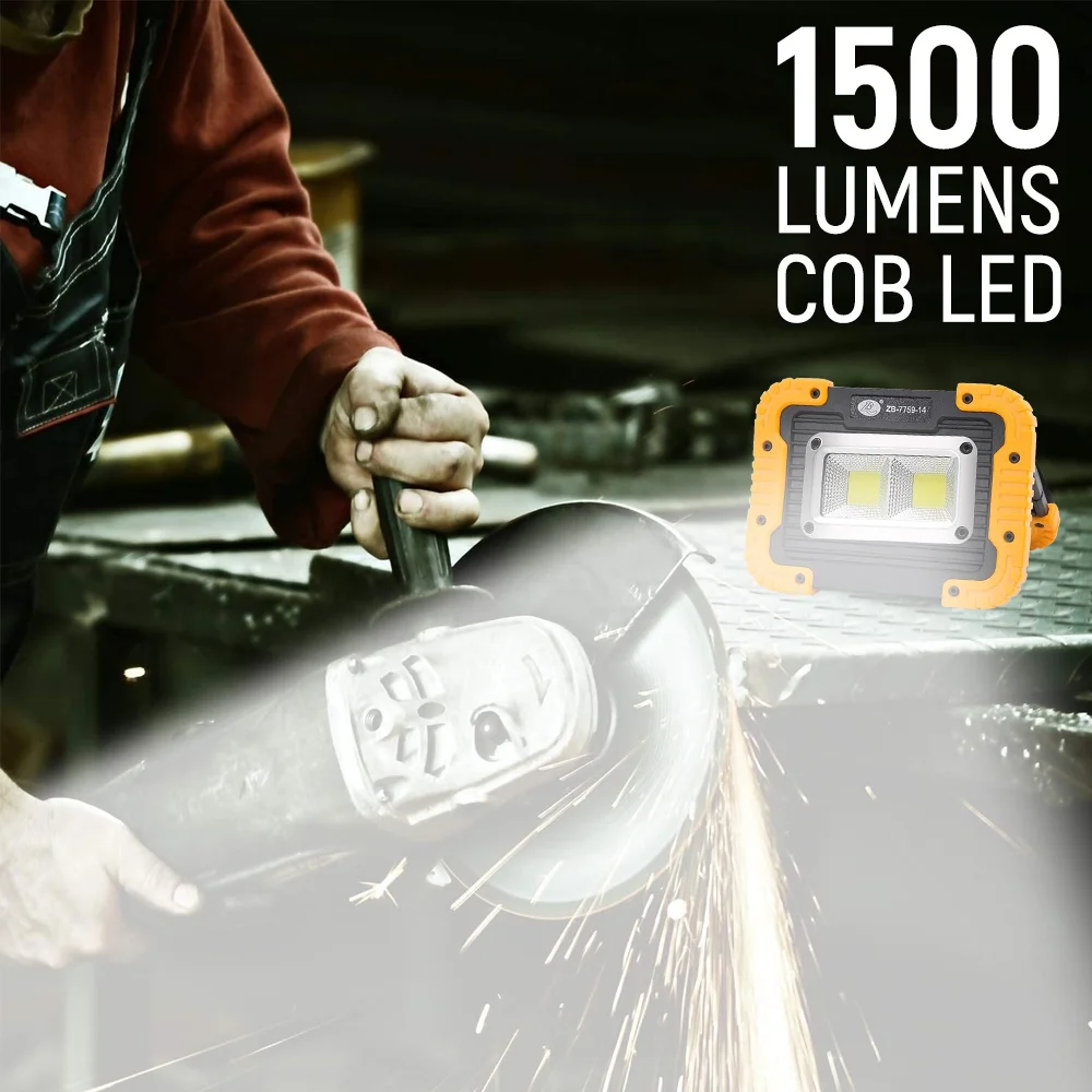 

Portable COB Spotlight Super Brignht Work Light Rechargeable Outdoor Camping Tent Lamp Multi-Function Emergency Lighting