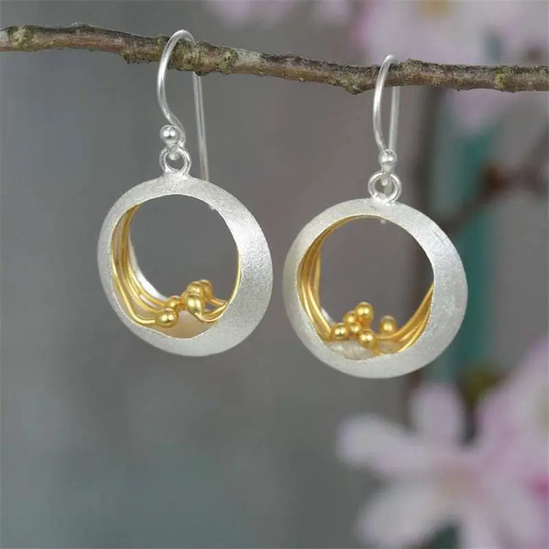 

Fashion Trend Golden Huarui Earrings Charm Short Ladies Round Earrings Bohemian Girl Accessories Jewelry