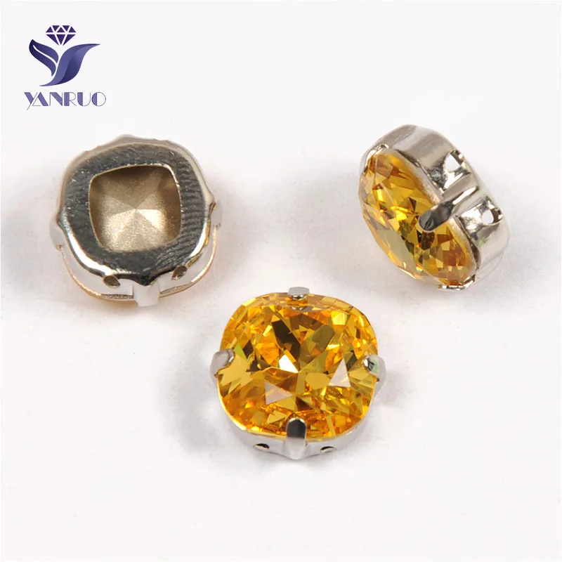 Light Topaz Yanruo 4470 Подушка сшита камни Комплект «сделай сам» с острым носком задняя хрустальные стразы, горный хрусталь для платья, украшение - Цвет: Light Topaz