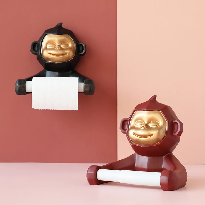 Modern Art Creative Personality Monkey Resin Toilet Paper Holder Home Decorations Tissue Paper Kitchen Bathroom Accessories enlarge