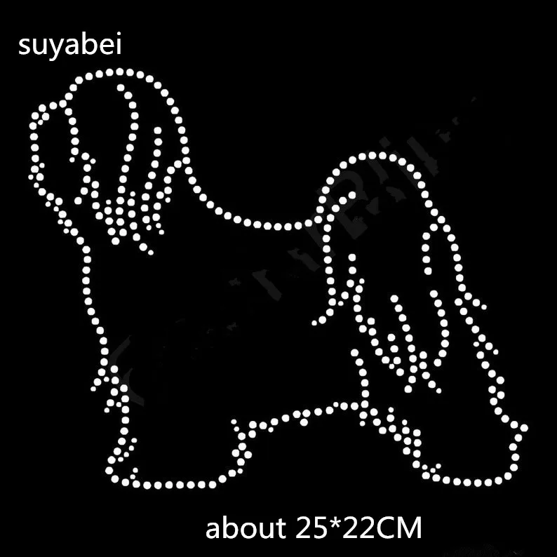 2 шт./лот Переводные Стразы с длинными волосами в виде собаки помощью утюга