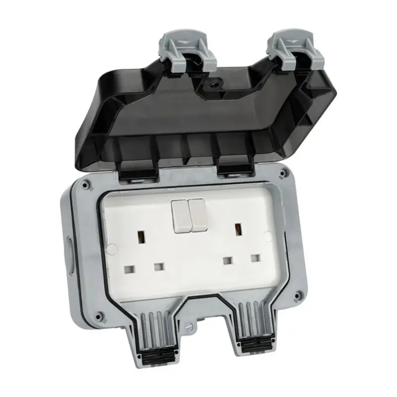 

2 Gang IP66 Waterproof Outdoor Extension Lead Double Socket Six-hole 13A UK Plug Home Improvement Hardware Electrical