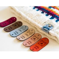 40pcs custom handmade label for rivets knitting crochet hat diy leather tags sewing brand logo clothing labels handcraft item