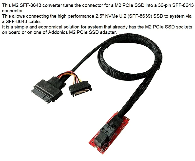 

U.2 U2 Kit SFF-8639 NVME PCIe SSD Adapter & Cable for Mainboard Intel SSD 750 p3600 p3700 M.2 SFF-8643