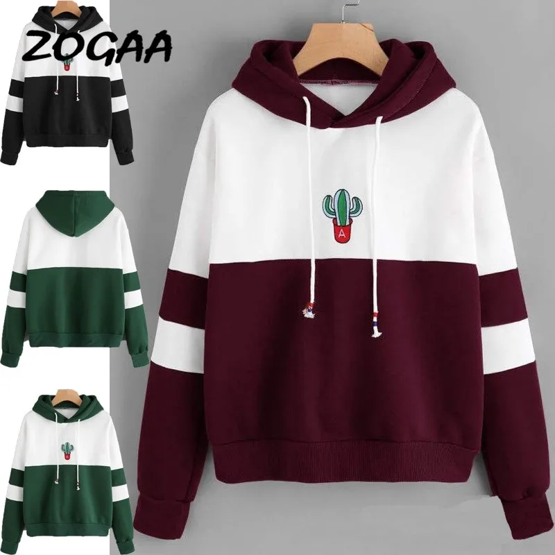 ZOGAA 2020 Для женщин толстовка в стиле &quotкэжуал&quot милый кактус печати Топ Свободный