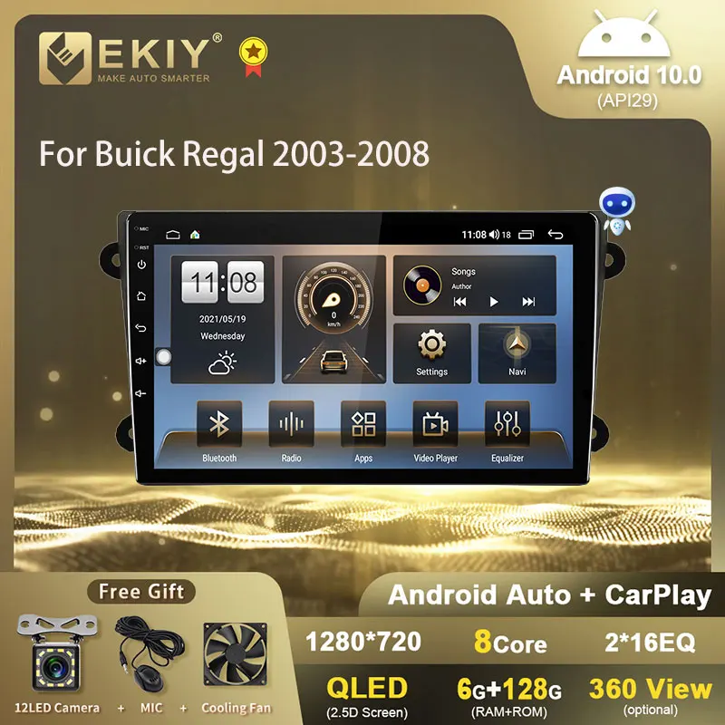 

EKIY QLED DSP Android 10 автомобильное радио для Buick Regal 2003-2008 мультимедийный видеоплеер стерео навигация GPS Carplay головное устройство HU