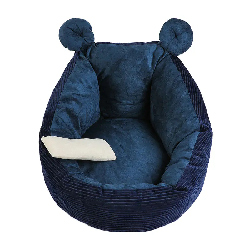 Blue Питомца кошачий собачий дом Пушистый Короткий плюшевый спальный Кровать Круглый зимний теплый удобный щенок Подушка Питомник портативный Кот поставки - Цвет: Blue