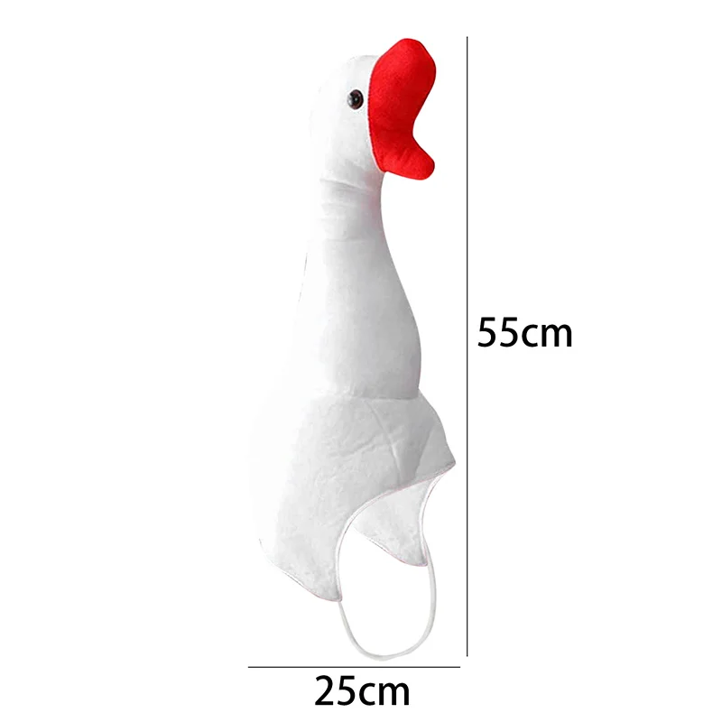 

Funny White Goose Shape Plush Hat Novelty Animal Stuffed Toy Headgear Earflap Cap Halloween Cosplay Costume Party Props