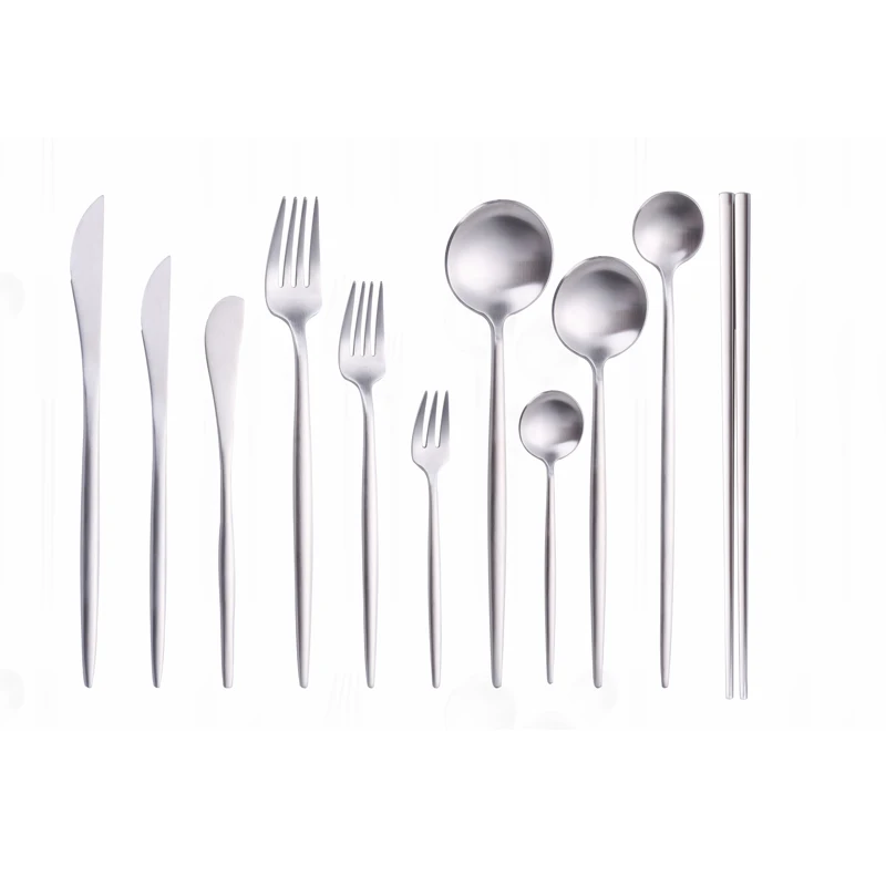 Западные столовые приборы ножи ложки палочки для еды набор Нержавеющая сталь из
