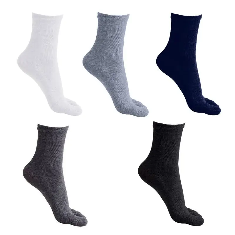 

Мужские носки с пятью пальцами из мягкого полиэстера и хлопка, однотонные дышащие