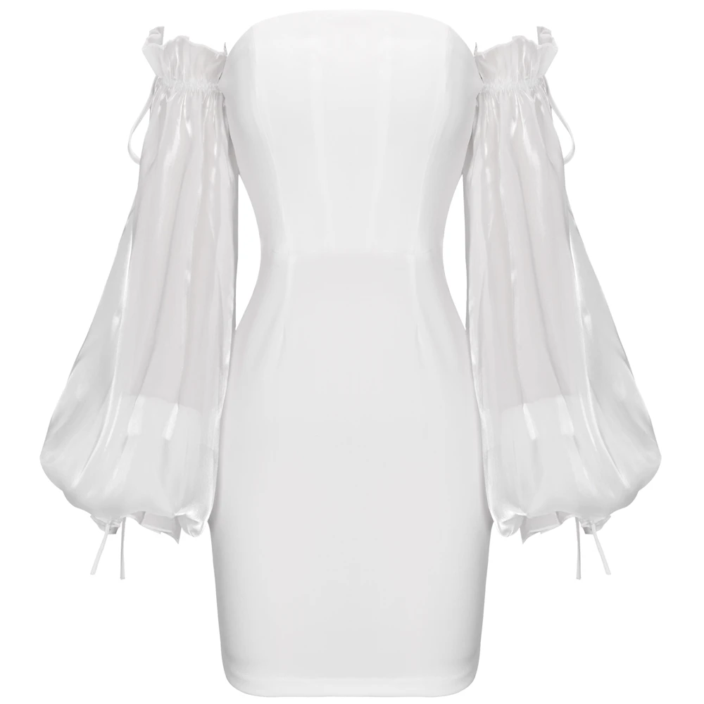 Женское вечернее платье с корсетом Белое Облегающее открытыми плечами в стиле