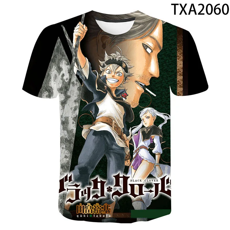 

New Summer Men Women Children Black Clover 3D T Shirt Casual Fashion Streetwear Boy Girl Kids Printed T-shirt Cool Tops Tee