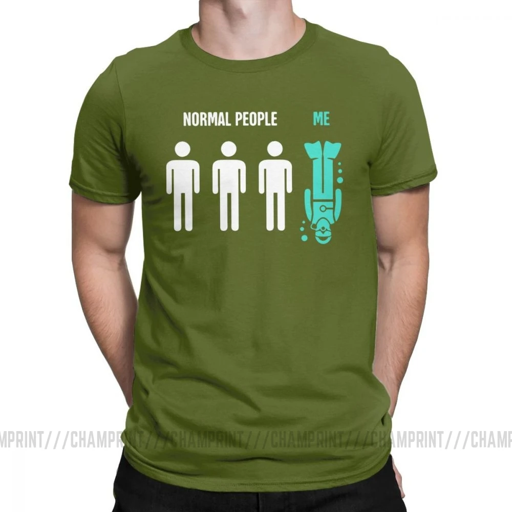 Мужские Забавные футболки для дайвинга с надписью Normal People Me, Спортивная футболка для дайвинга, дайвинга, подводного плавания, хлопковые топы, футболка с коротким рукавом - Цвет: Армейский зеленый